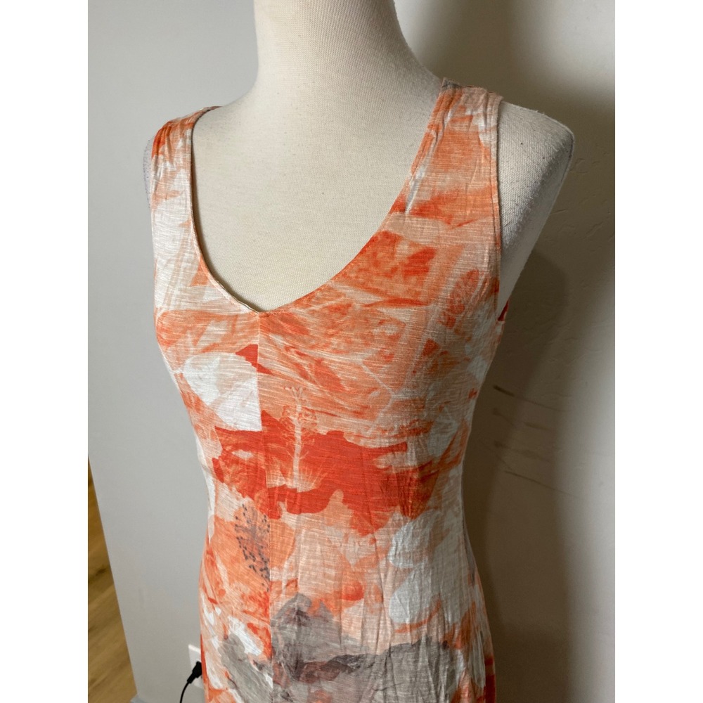 Tommy Bahama Orange Tropical Floral Slub Knit V-Neck Maxi Dress Small S/P - Picture 3 of 6